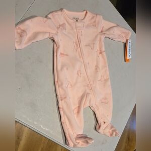 Carter's Sleep & Play 2 Way Zipper Fleece Footie Onesie Pink Polar Bears Baby 3m